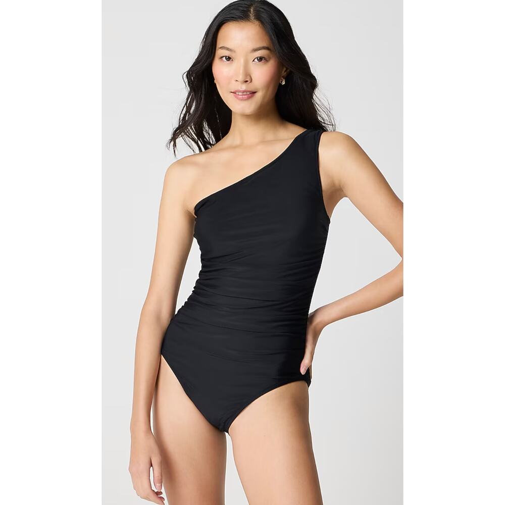 J.Crew Factory | NWTW One Shoulder Ruched One Piece Swimsuit Black | Sz XXS